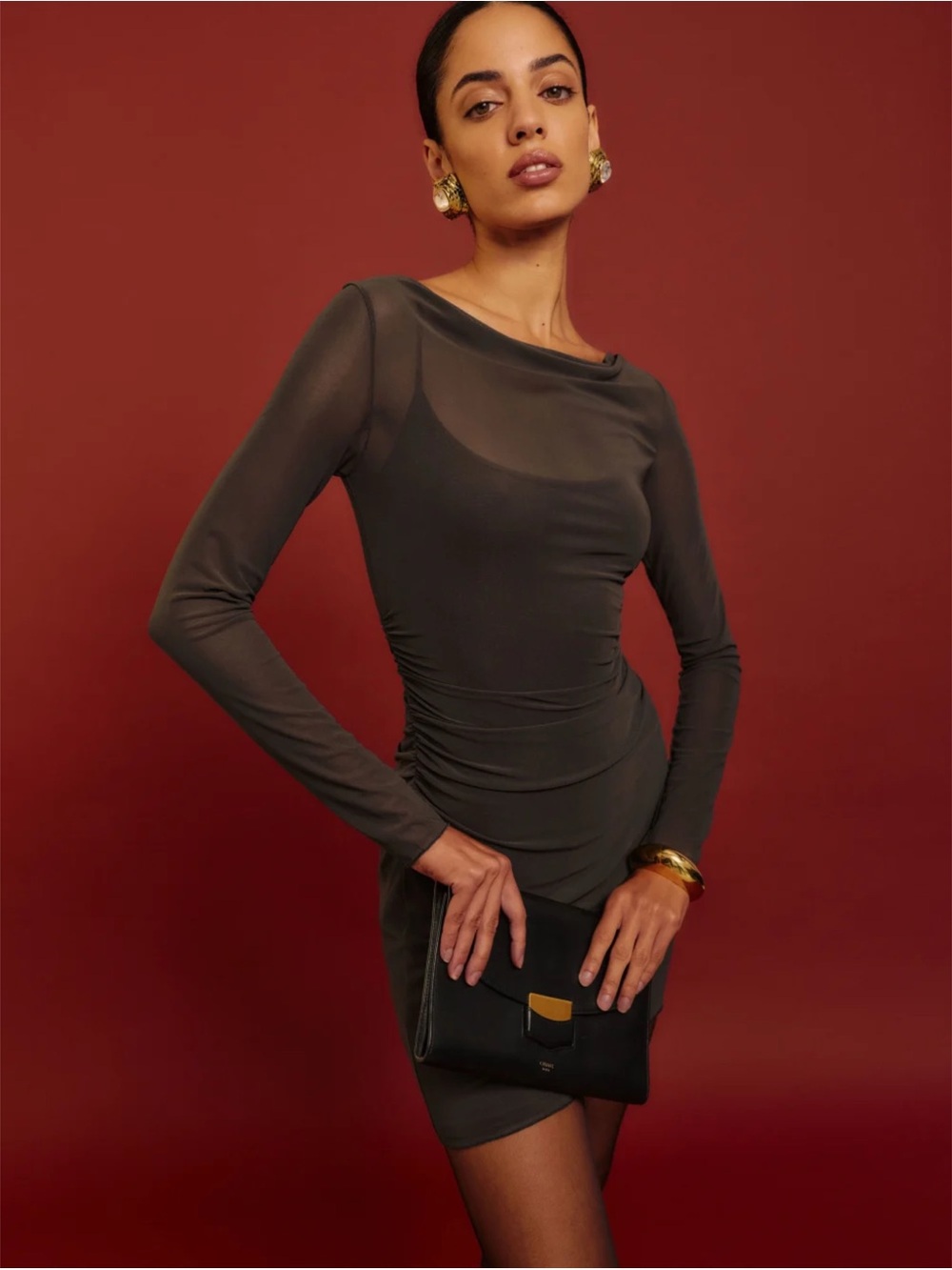 Reformation Reese Knit Dress in Gray Size Small